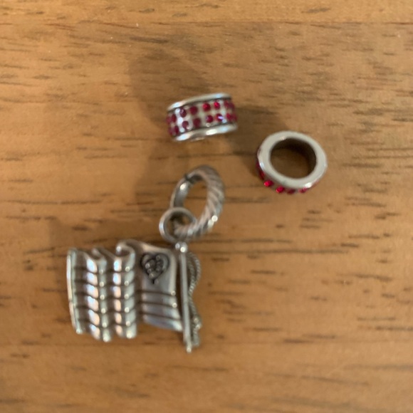 Brighton Flag of Freedom Charm and 2 Red Stopper Charms - Picture 3 of 6